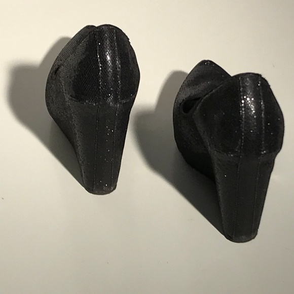 Mia Jem Black Glitter Platform Wedges - Picture 3 of 8